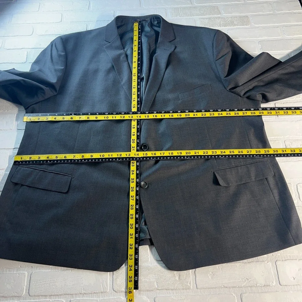 Jack Victor Suit Jacket Mens 56L Pants 52x31 Gray Windowpane Wool Reflex Stretch